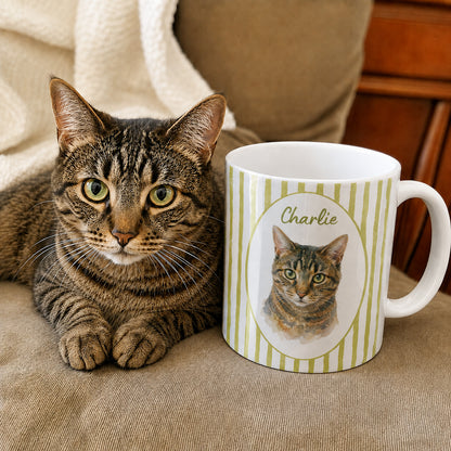 Personalized Pet Portrait Mug, Custom Dog or Cat Photo and Name Mug