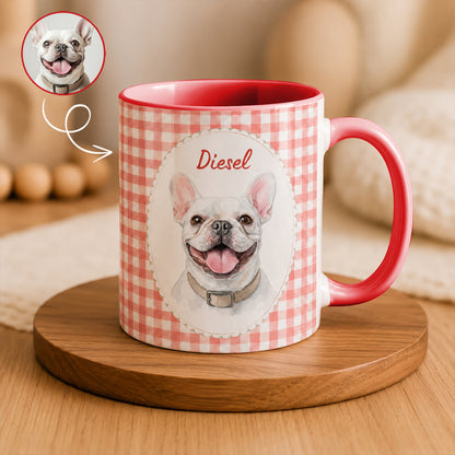 Personalized Pet Portrait Mug, Custom Dog or Cat Photo and Name Mug