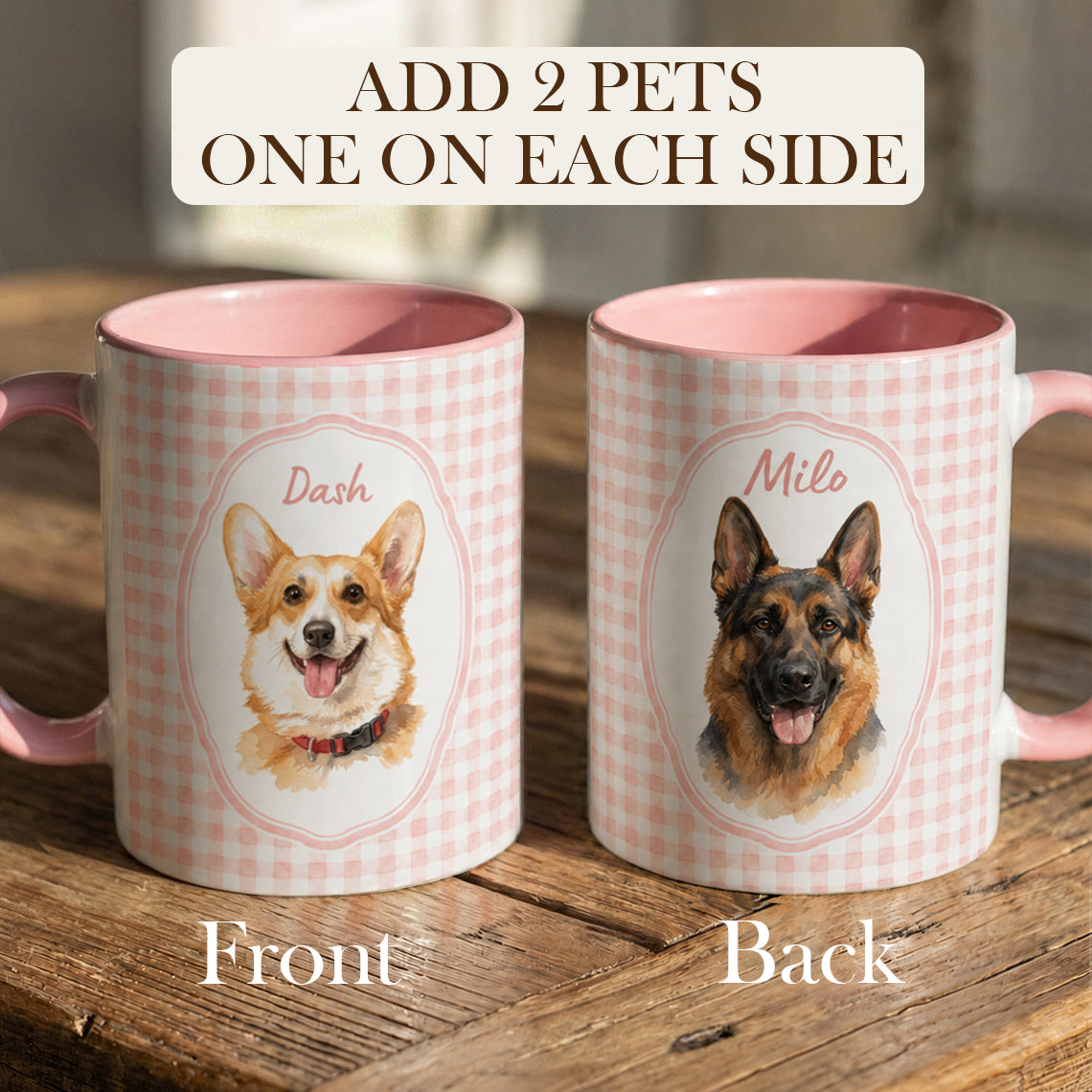 Personalized Pet Portrait Mug, Custom Dog or Cat Photo and Name Mug