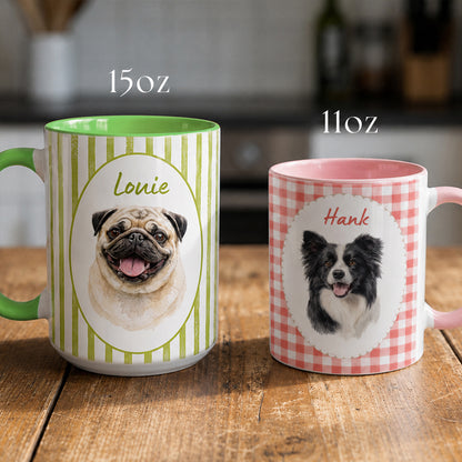 Personalized Pet Portrait Mug, Custom Dog or Cat Photo and Name Mug