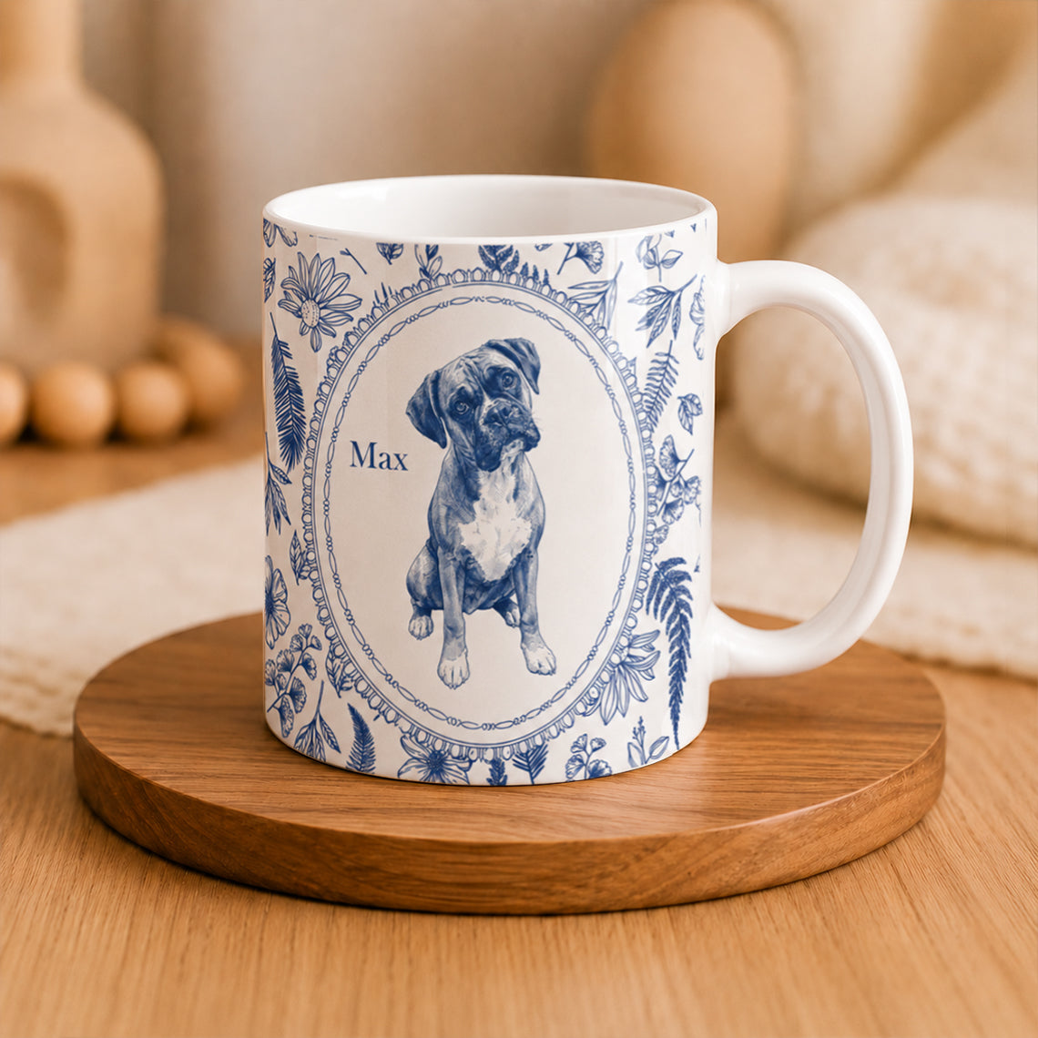 Personalized Pet Portrait Mug, Custom Dog or Cat Photo and Name Mug