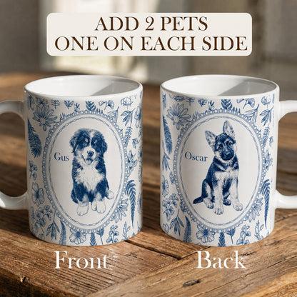 Personalized Pet Portrait Mug, Custom Dog or Cat Photo and Name Mug