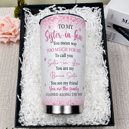 Personalized To My Sister-in-law  20oz Premium Stainless Steel Tumbler – Pink Heart Tree Custom Names Gift For Sister