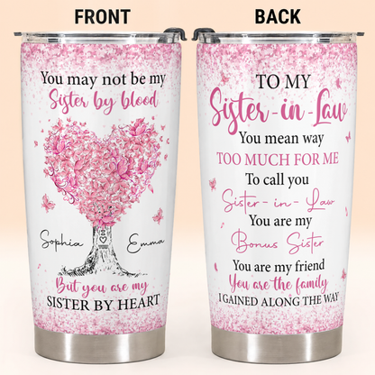 Personalized To My Sister-in-law  20oz Premium Stainless Steel Tumbler – Pink Heart Tree Custom Names Gift For Sister