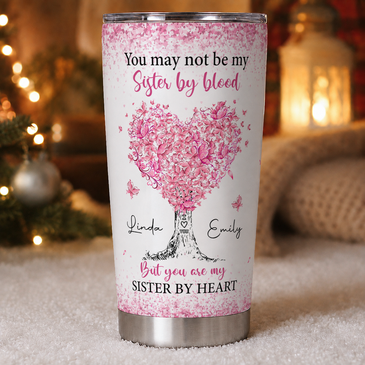 Personalized To My Sister-in-law  20oz Premium Stainless Steel Tumbler – Pink Heart Tree Custom Names Gift For Sister