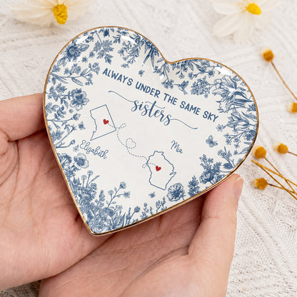 Personalized Sisters Ceramic Jewelry Dish – Long Distance Sister Gift
