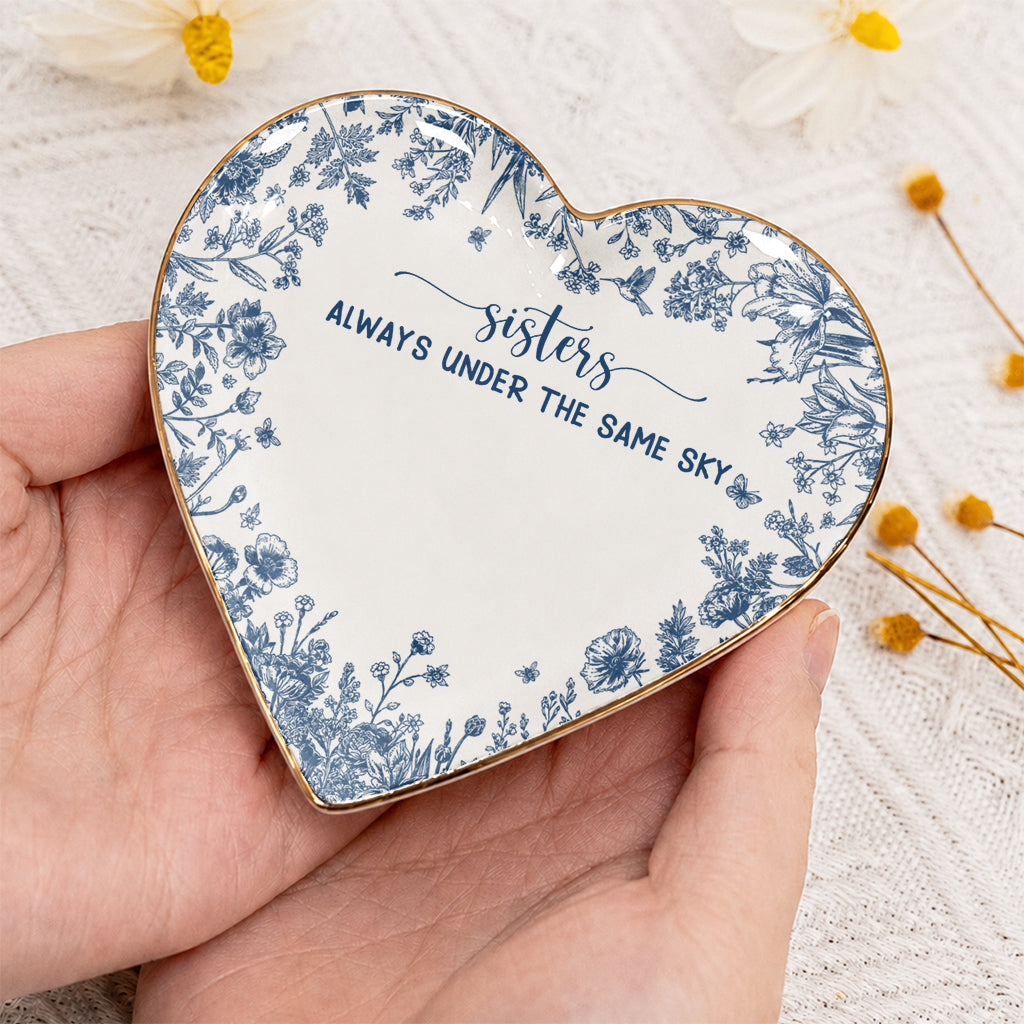 Personalized Sisters Ceramic Jewelry Dish, Custom Name Long Distance Gift For Sisters