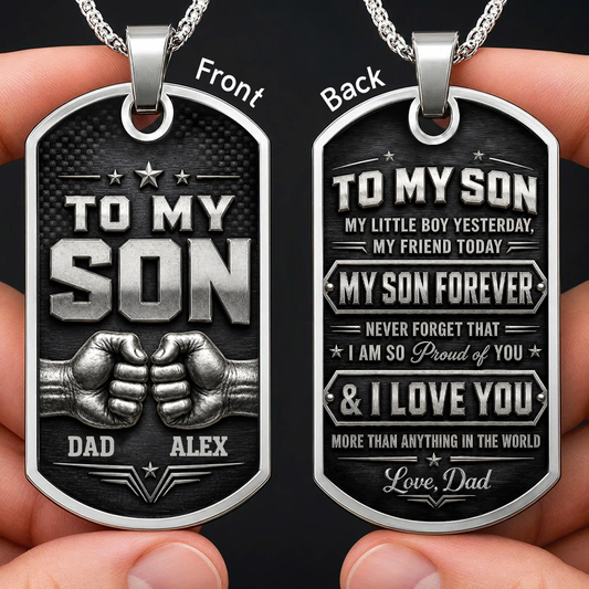 Personalized To My Son Dog Tag Necklace – My Son Forever Fist Bump Custom Names Gift For Son