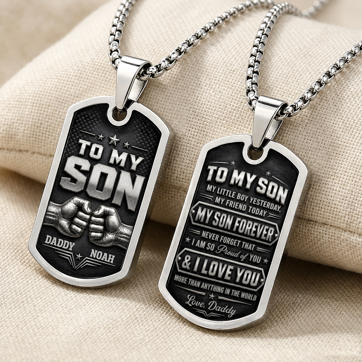 Personalized To My Son Dog Tag Necklace – My Son Forever Fist Bump Custom Names Gift For Son