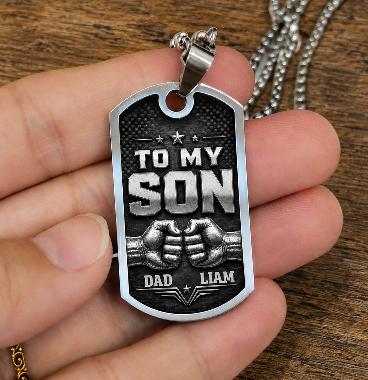 Personalized To My Son Dog Tag Necklace – My Son Forever Fist Bump Custom Names Gift For Son