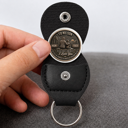 Personalized To My Son Pocket Hug Coin – Just Do Your Best Mom & Son Mountain Scene Custom Names Gift For Son