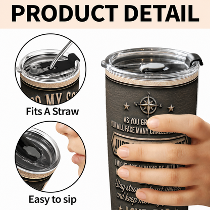 Personalized To My Son Tumbler – Just Do Your Best Dad & Son Mountain Scene Custom Name & Hairstyle Gift For Son