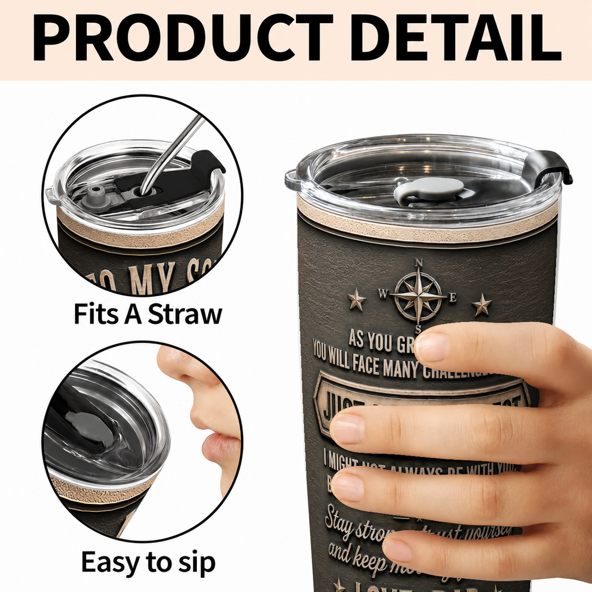 Personalized To My Son Tumbler – Just Do Your Best Mom & Son Mountain Scene Custom Name & Hairstyle Gift For Son