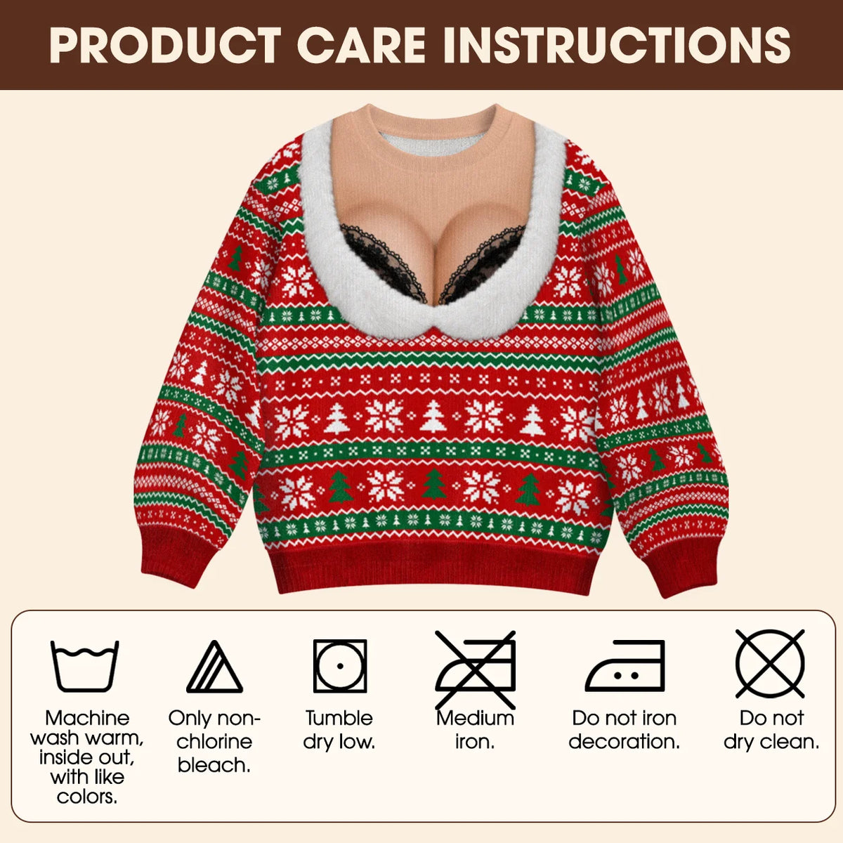 Black Lace Bra Ugly Christmas Sweater – Funny 3D Illusion Matching Couple Sweatshirt for Men & Women