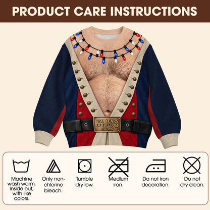 America 250 Colonial Ugly Christmas Sweater – Funny 3D Illusion Patriotic Costume Sweatshirt for Men & Women