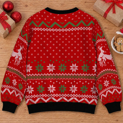 Naughty Reindeer Ugly Christmas Sweater – Funny 3D Fair Isle Print Sweatshirt for Men & Women, Gag Gift