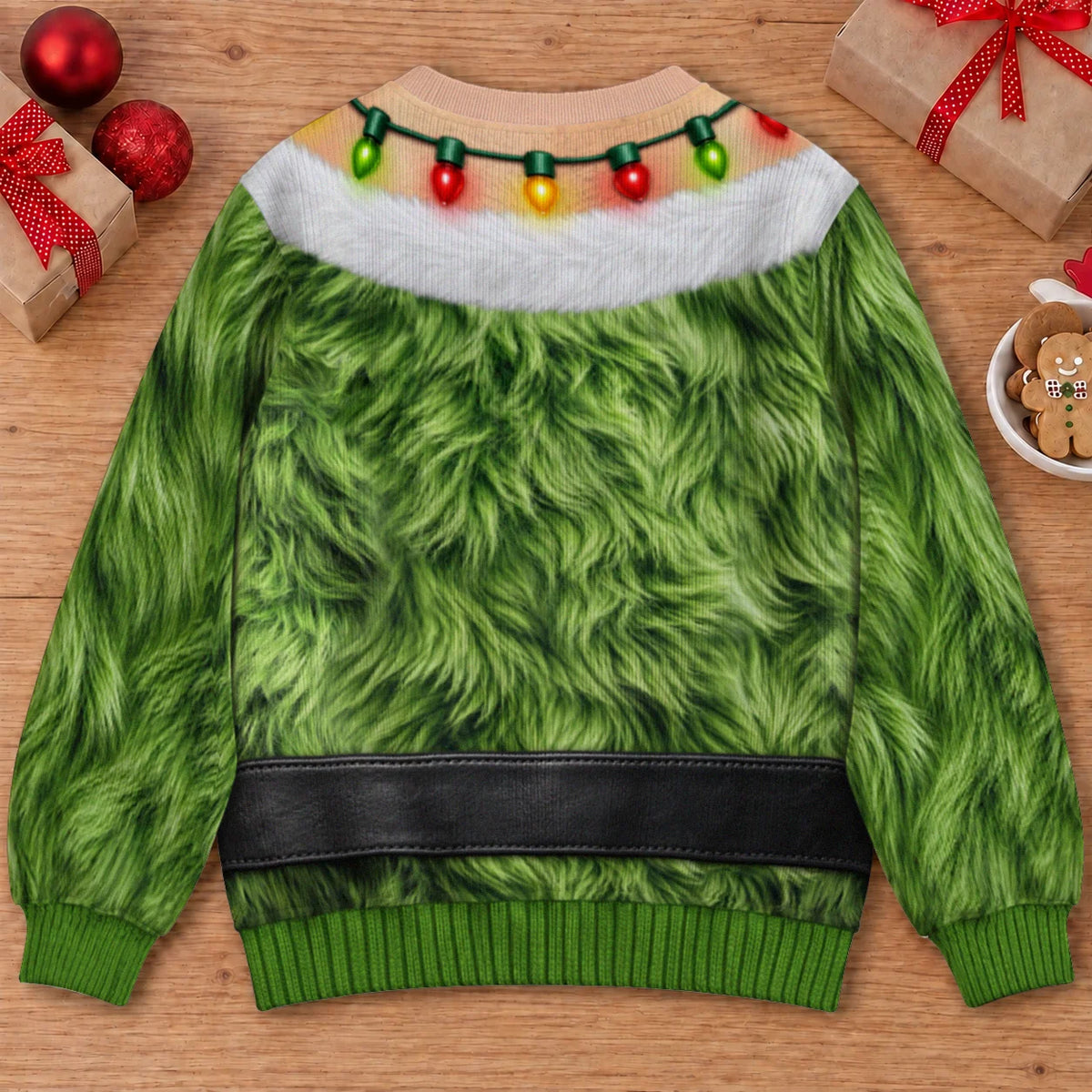 Green Monster Hands Ugly Christmas Sweater – Funny 3D Illusion Hairy Chest Sweatshirt for Men & Women
