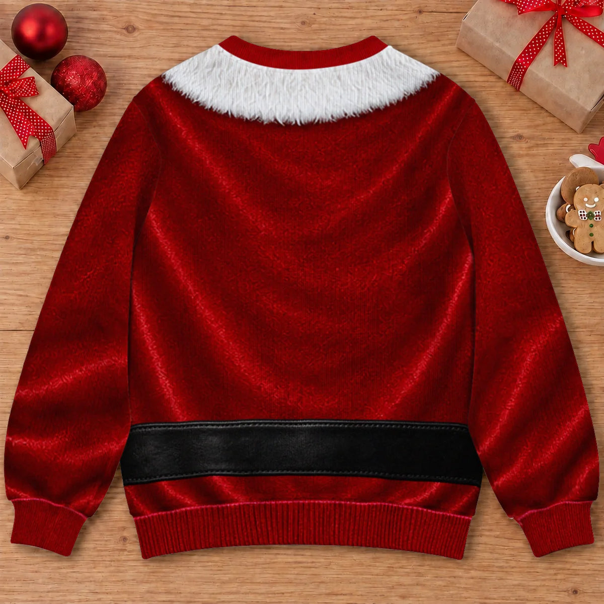 Hairy Chest Santa Suit Ugly Christmas Sweater – Funny 3D Illusion Sweatshirt for Men & Women, Xmas Party Gag Gift