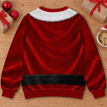 Hairy Chest Santa Suit Ugly Christmas Sweater – Funny 3D Illusion Sweatshirt for Men & Women, Xmas Party Gag Gift
