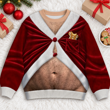 Sweat-shirt moche personnalisé et amusant - Cadeaux de Noël ou d'anniversaire personnalisés pour mari, fils, petit-fils, frère, grand-père, papa, ou pour vous-même - Les abdos du Père Noël sont de sortie aujourd'hui