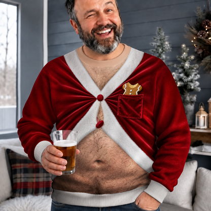 Sweat-shirt moche personnalisé et amusant - Cadeaux de Noël ou d'anniversaire personnalisés pour mari, fils, petit-fils, frère, grand-père, papa, ou pour vous-même - Les abdos du Père Noël sont de sortie aujourd'hui