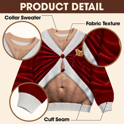 Sweat-shirt moche personnalisé et amusant - Cadeaux de Noël ou d'anniversaire personnalisés pour mari, fils, petit-fils, frère, grand-père, papa, ou pour vous-même - Les abdos du Père Noël sont de sortie aujourd'hui