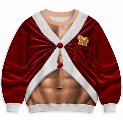 Sweat-shirt moche personnalisé et amusant - Cadeaux de Noël ou d'anniversaire personnalisés pour mari, fils, petit-fils, frère, grand-père, papa, ou pour vous-même - Les abdos du Père Noël sont de sortie aujourd'hui