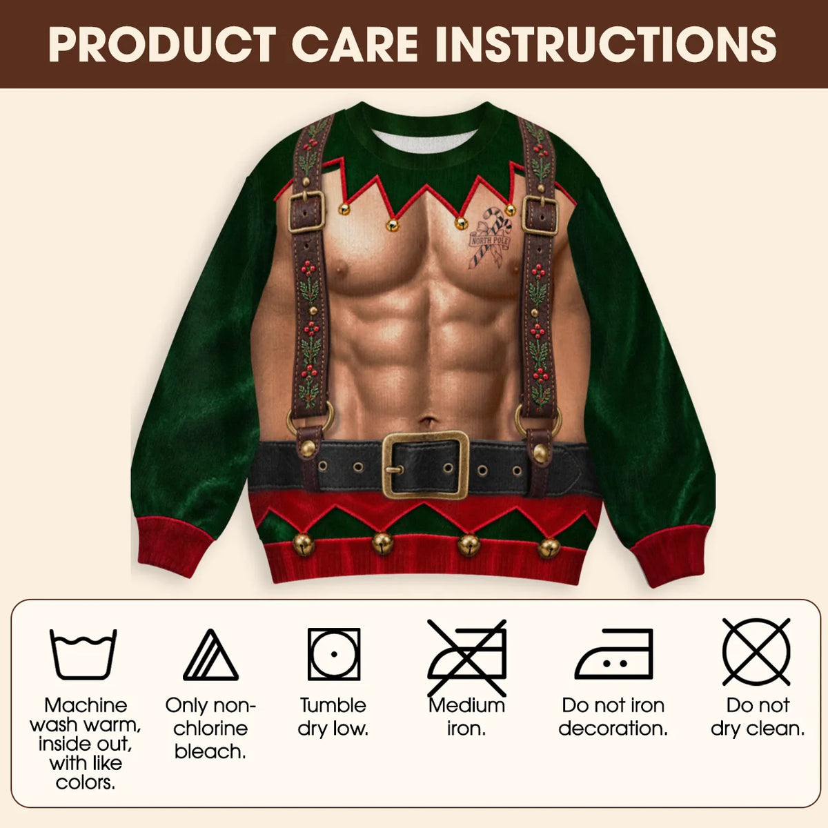 Sweat-shirt illusion 3D drôle avec bretelles d'elfe de Noël et corset à lacets – Cadeau de fête de fin d'année pour hommes et femmes