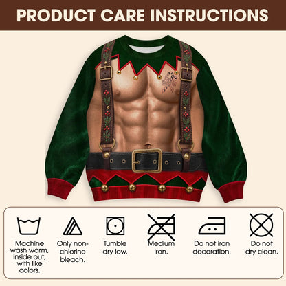 Sweat-shirt illusion 3D drôle avec bretelles d'elfe de Noël et corset à lacets – Cadeau de fête de fin d'année pour hommes et femmes