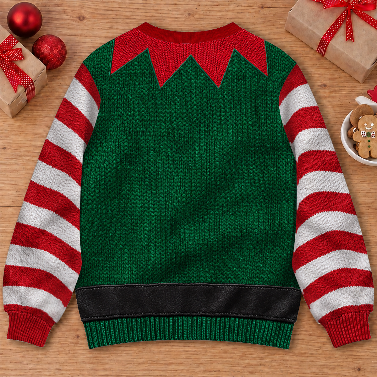 Hairy Chest Elf Ugly Christmas Sweater – Funny 3D Illusion Elf Costume Sweatshirt for Men & Women, Xmas Party Gift