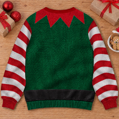 Hairy Chest Elf Ugly Christmas Sweater – Funny 3D Illusion Elf Costume Sweatshirt for Men & Women, Xmas Party Gift