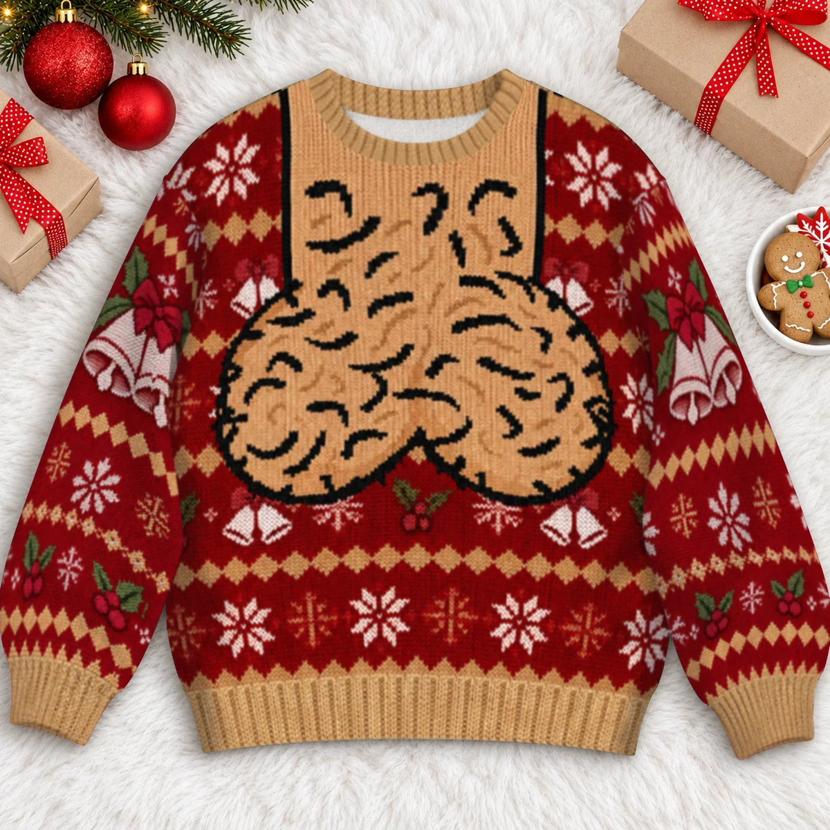 Hairy Jingle Balls Ugly Christmas Sweater – Funny 3D Illusion Sweatshirt for Men & Women, Naughty Gag Gift
