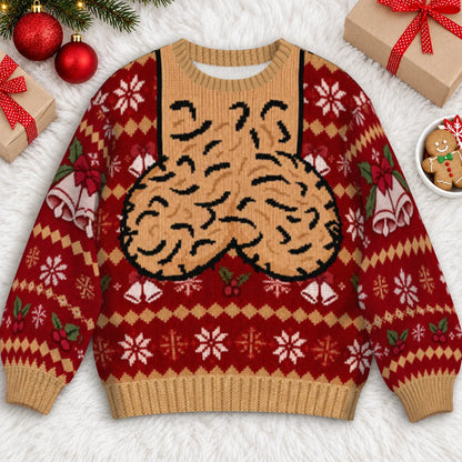 Hairy Jingle Balls Ugly Christmas Sweater – Funny 3D Illusion Sweatshirt for Men & Women, Naughty Gag Gift