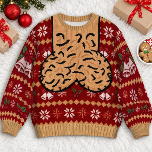 Hairy Jingle Balls Ugly Christmas Sweater – Funny 3D Illusion Sweatshirt for Men & Women, Naughty Gag Gift