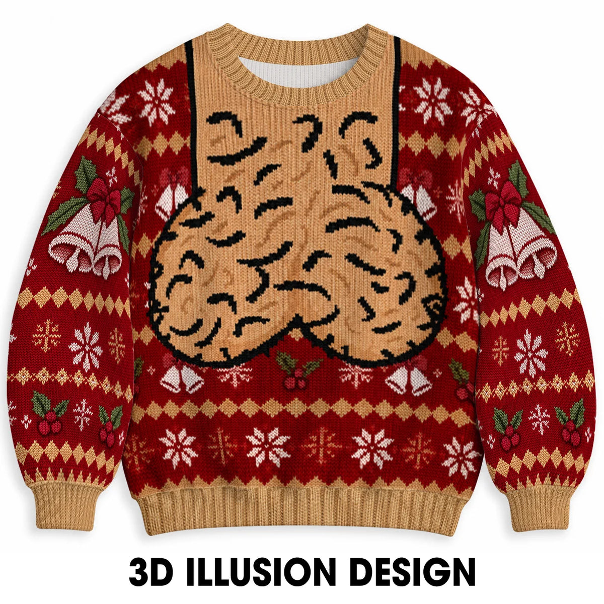 Hairy Jingle Balls Ugly Christmas Sweater – Funny 3D Illusion Sweatshirt for Men & Women, Naughty Gag Gift