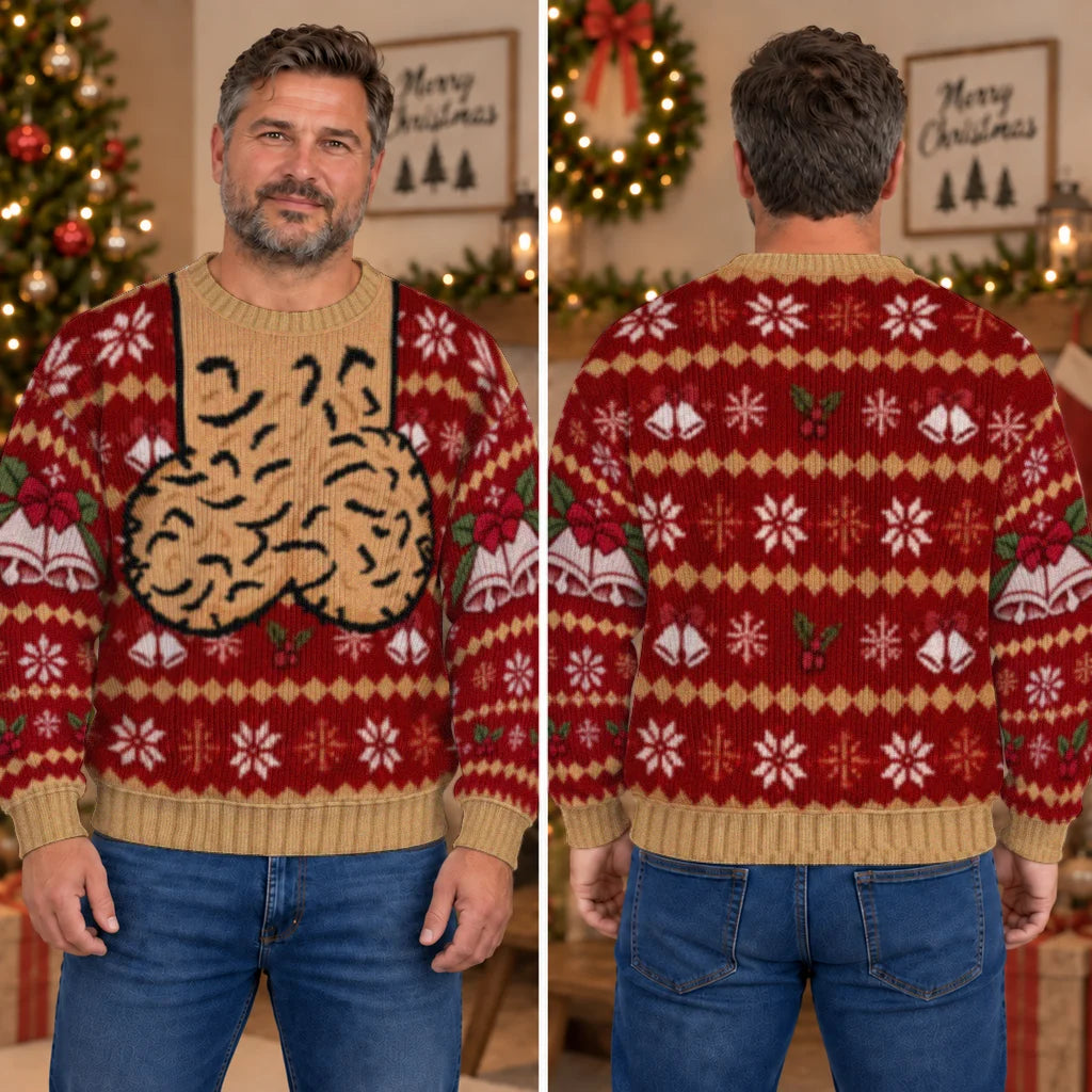 Hairy Jingle Balls Ugly Christmas Sweater – Funny 3D Illusion Sweatshirt for Men & Women, Naughty Gag Gift