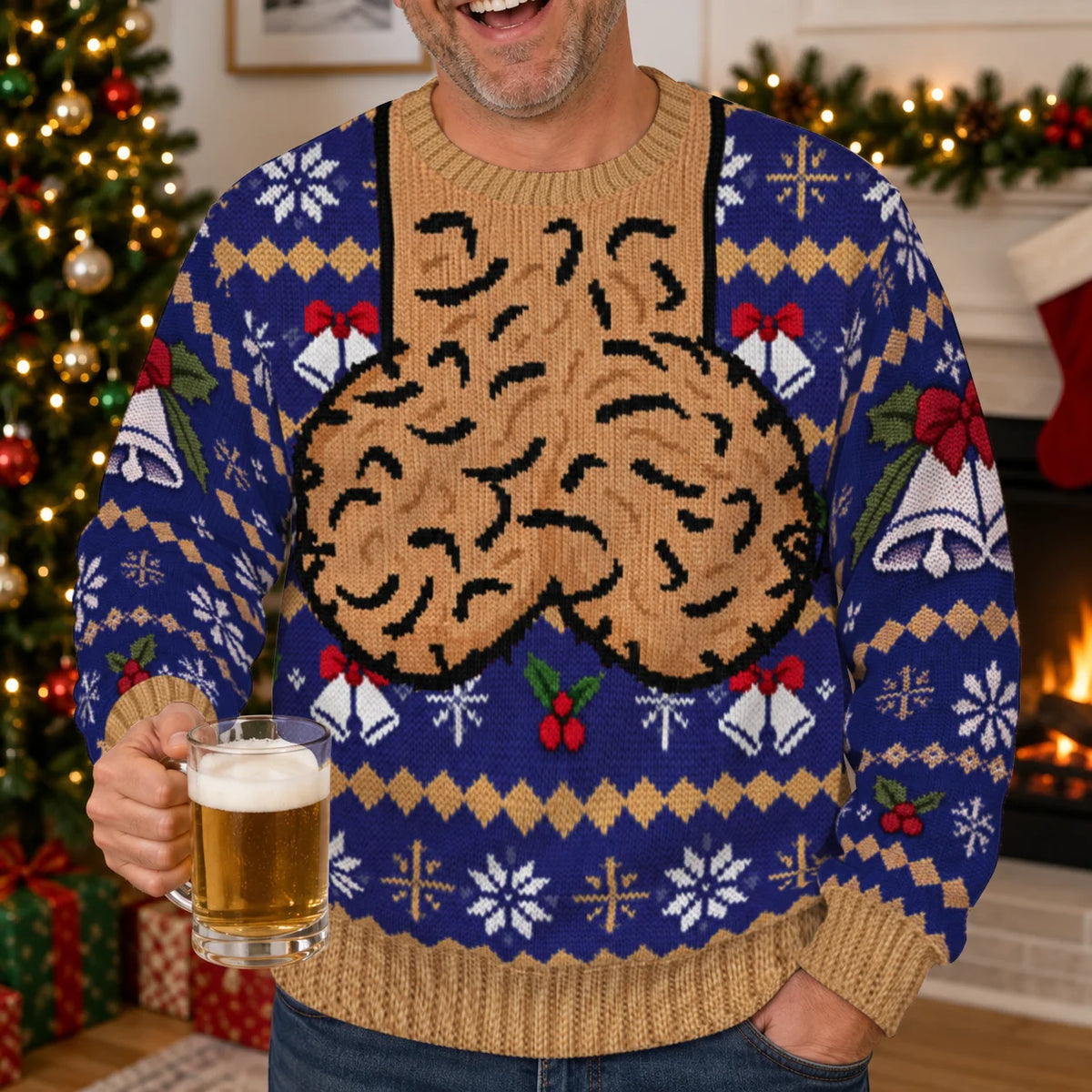 Hairy Jingle Balls Ugly Christmas Sweater – Funny 3D Illusion Sweatshirt for Men & Women, Naughty Gag Gift