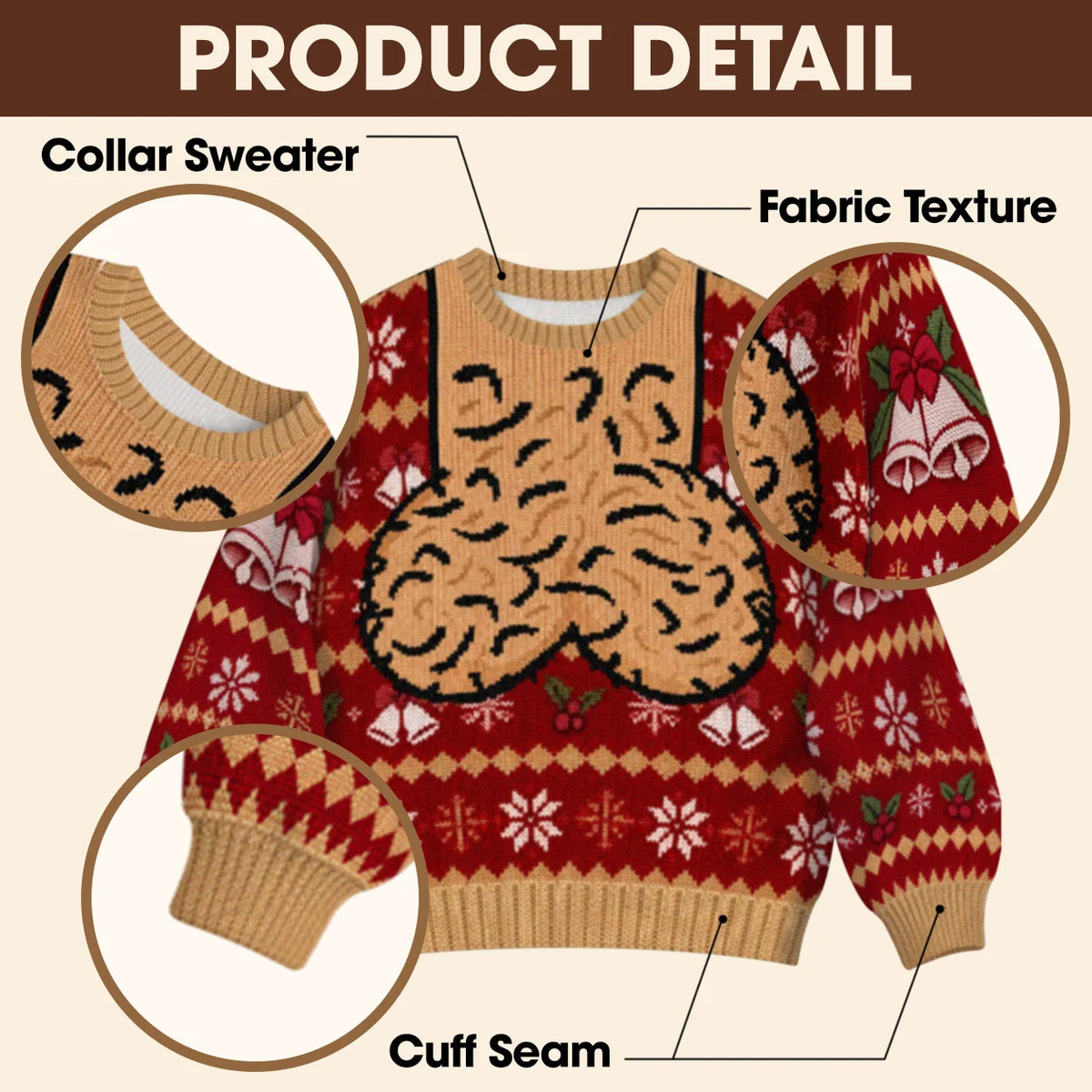 Hairy Jingle Balls Ugly Christmas Sweater – Funny 3D Illusion Sweatshirt for Men & Women, Naughty Gag Gift