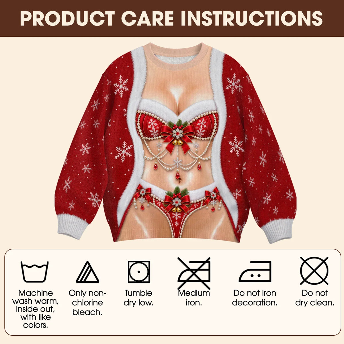Mrs. Claus Lingerie Ugly Christmas Sweater – Funny 3D Illusion Santa Costume Sweatshirt for Men & Women
