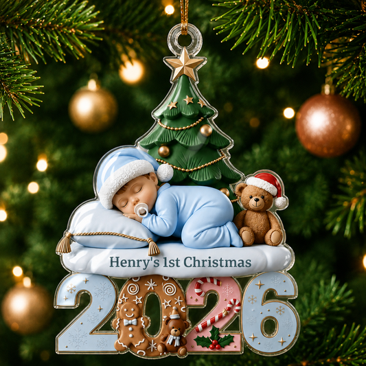 Personalized Baby’s First Christmas 2026 Custom-Shaped Acrylic Ornament – Custom Name Keepsake Gift for Baby Boy or Girl
