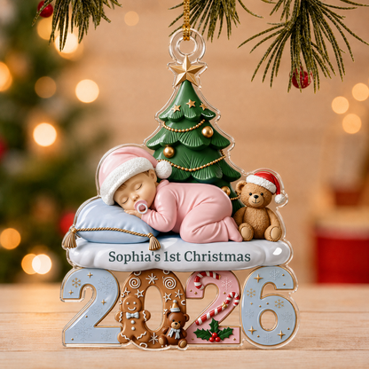 Personalized Baby’s First Christmas 2026 Custom-Shaped Acrylic Ornament – Custom Name Keepsake Gift for Baby Boy or Girl