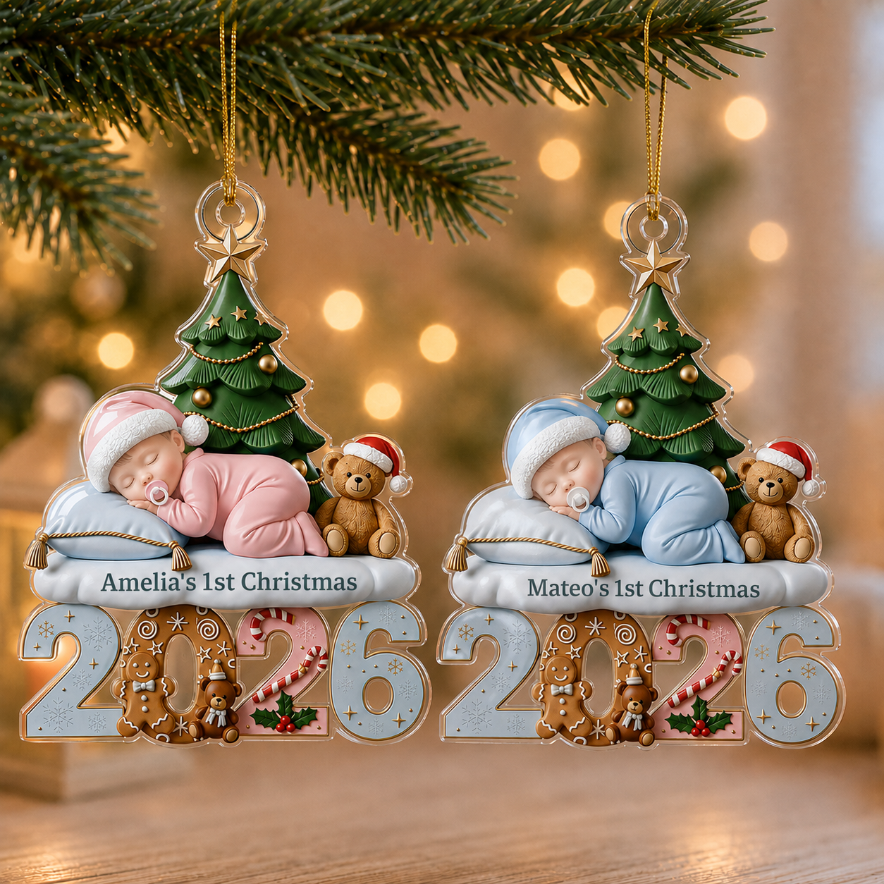 Personalized Baby’s First Christmas 2026 Custom-Shaped Acrylic Ornament – Custom Name Keepsake Gift for Baby Boy or Girl