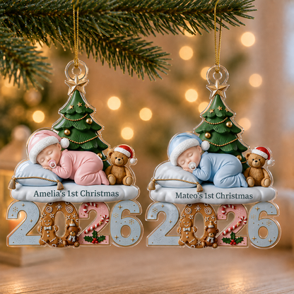 Personalized Baby’s First Christmas 2026 Custom-Shaped Acrylic Ornament – Custom Name Keepsake Gift for Baby Boy or Girl