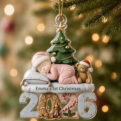 Personalized Baby’s First Christmas 2026 Custom-Shaped Acrylic Ornament – Custom Name Keepsake Gift for Baby Boy or Girl