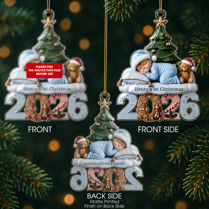 Personalized Baby’s First Christmas 2026 Custom-Shaped Acrylic Ornament – Custom Name Keepsake Gift for Baby Boy or Girl