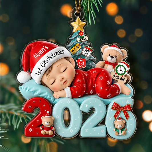 Personalized Baby First Christmas Ornament – Custom Name Acrylic Keepsake Gift