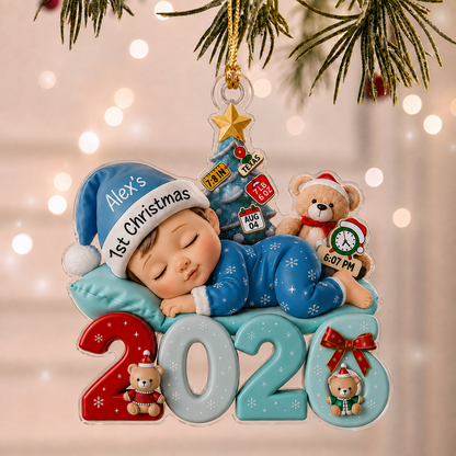 Personalized Baby First Christmas Ornament – Custom Name Acrylic Keepsake Gift