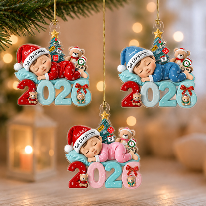 Personalized Baby First Christmas Ornament – Custom Name Acrylic Keepsake Gift