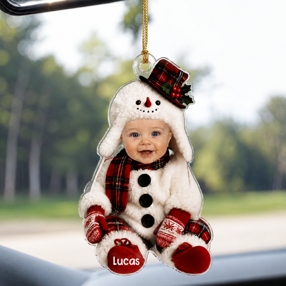 Personalized Baby’s First Christmas Photo Acrylic Ornament – Elf, Santa, Snowman & Reindeer