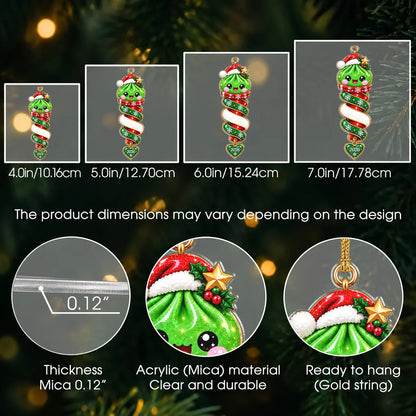 Personalized Christmas Dumpling Spiral Ribbon Acrylic Ornament – Colorful Santa Hat Custom Name Gift for Kids & Friends